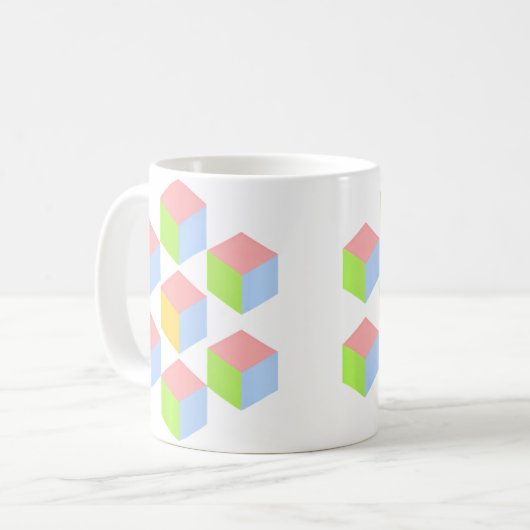Geometric Pastel Isometric Optical Illusion Cube Kaffeetasse (Vorderseite Links)