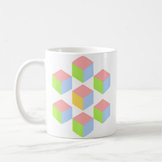 Geometric Pastel Isometric Optical Illusion Cube Kaffeetasse