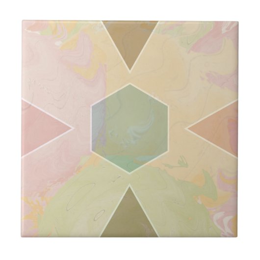 Geometric Pastel Marble Beige Fliese (Vorderseite)