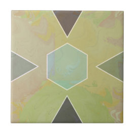 Geometric Pastel Marble Olive Green Fliese