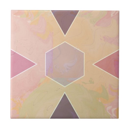 Geometric Pastel Marble Peach Fliese (Vorderseite)