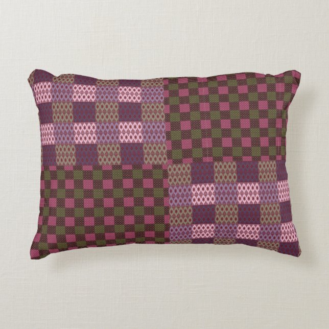 Geometric Patchwork Throw Pillow – Modern Purple C Dekokissen (Vorderseite)