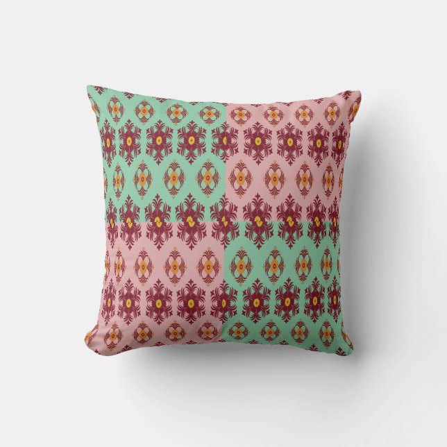 Geometric Patchwork Throw Pillow – Modern Purple C Kissen (Vorderseite)