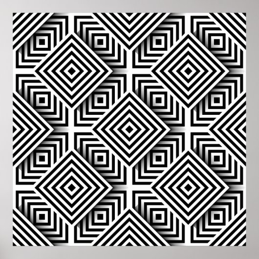 Geometric pattern. Black and white. Squares and st Poster (Vorne)