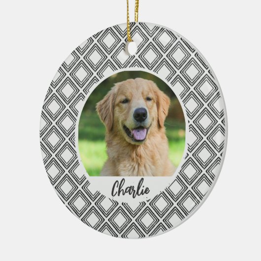 Geometric Pattern Christmas Pet Photo Ornament (Links)