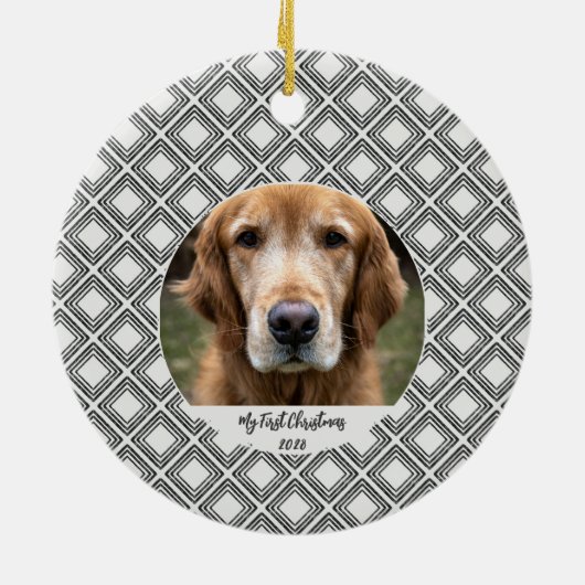 Geometric Pattern Christmas Pet Photo Ornament (Hinten)