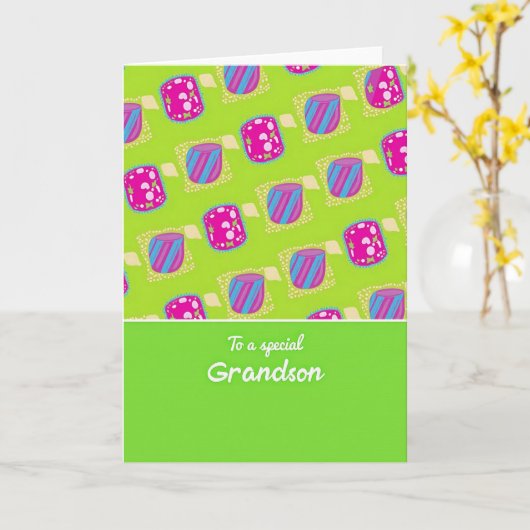 Geometric Pattern Grandson Card Karte (Gelbe Blume)