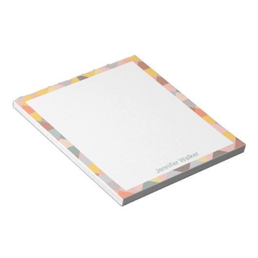Geometric Pattern in Autumn Earth Tones with Name Notizblock (angewinkelt)