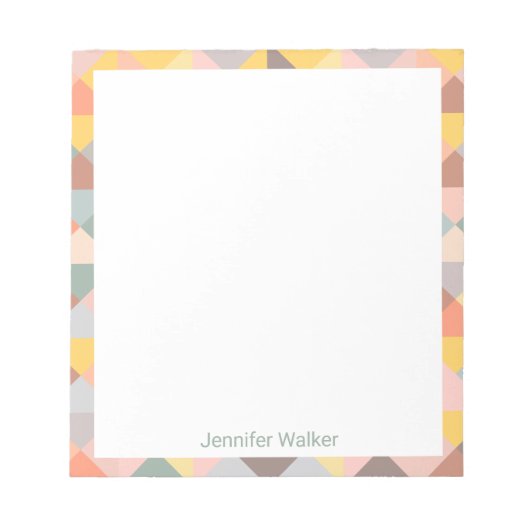 Geometric Pattern in Autumn Earth Tones with Name Notizblock (Vorderseite)
