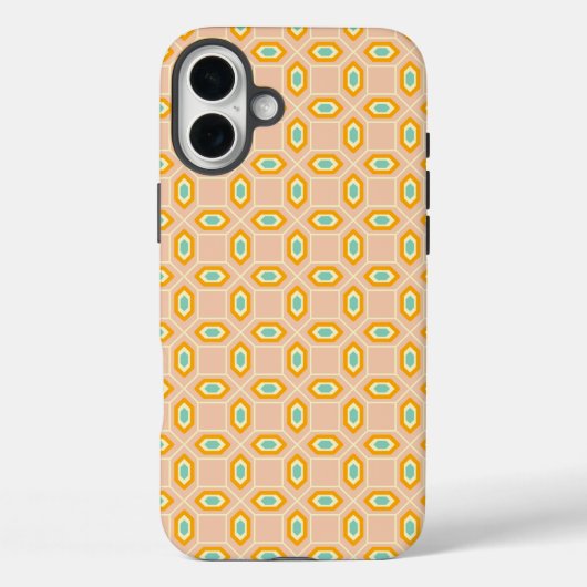 Geometric pattern in blue and orange diamond shape Case-Mate iPhone hülle (Rückseite)