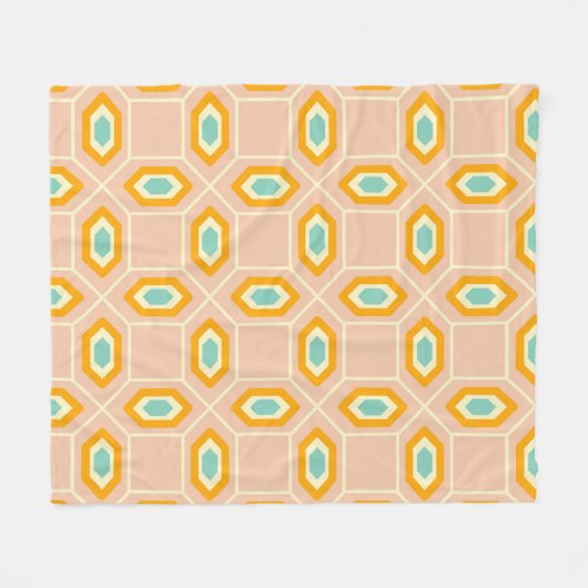 Geometric pattern in blue and orange diamond shape fleecedecke (Vorderseite (Horizontal))