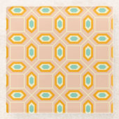 Geometric pattern in blue and orange diamond shape glasuntersetzer (Vorderseite)