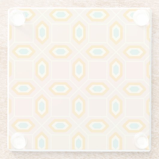 Geometric pattern in blue and orange diamond shape glasuntersetzer (Rückseite)