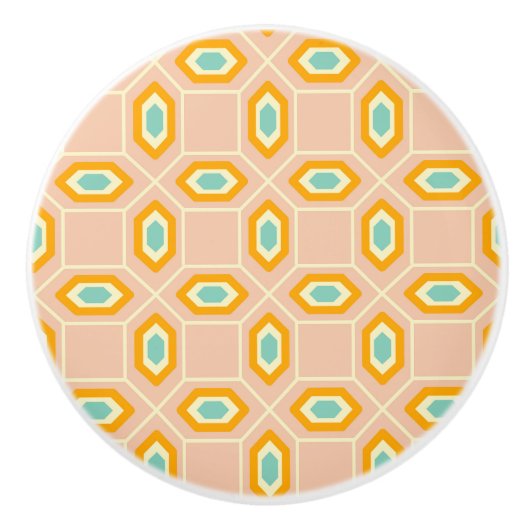 Geometric pattern in blue and orange diamond shape keramikknauf (Vorderseite)