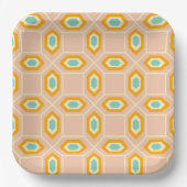 Geometric pattern in blue and orange diamond shape pappteller (Vorderseite)