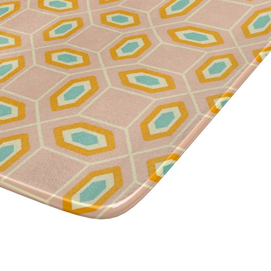 Geometric pattern in blue and orange diamond shape schneidebrett (Ecke)