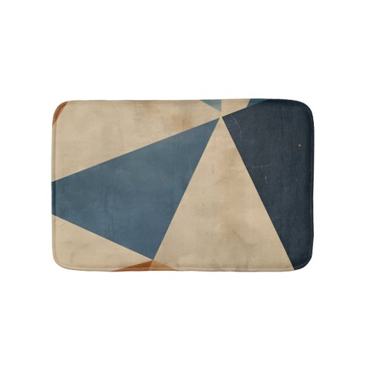 Geometric Pattern in Blues, Tans, and Rust Badematte (Vorderseite)