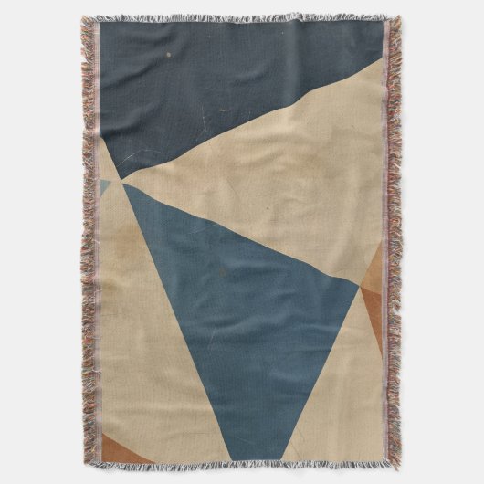 Geometric Pattern in Blues, Tans, and Rust Decke (Vorderseite Vertikal)