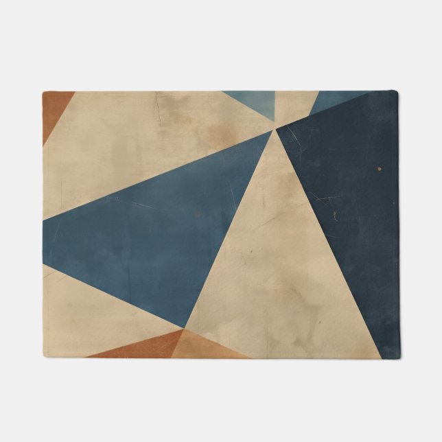 Geometric Pattern in Blues, Tans, and Rust Fußmatte (Vorderseite)