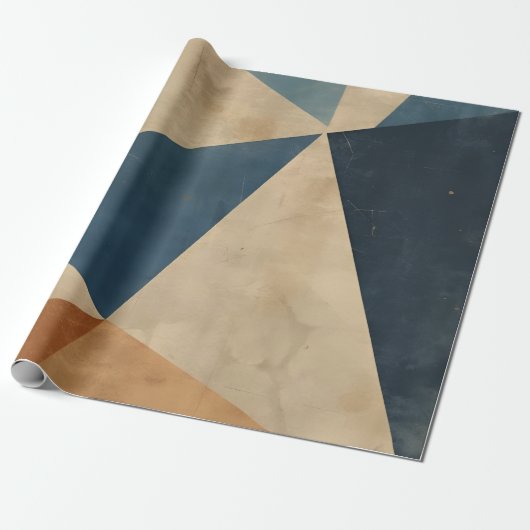 Geometric Pattern in Blues, Tans, and Rust Geschenkpapier (Ungerollt)