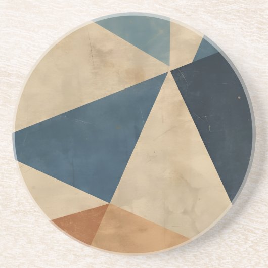 Geometric Pattern in Blues, Tans, and Rust Getränkeuntersetzer (Vorne)