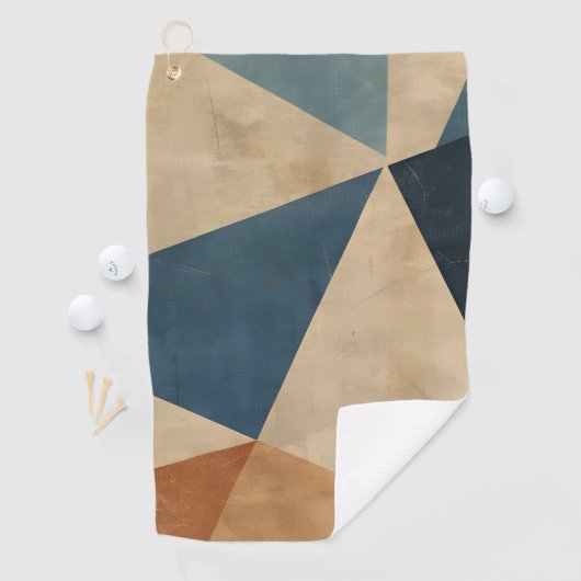 Geometric Pattern in Blues, Tans, and Rust Golfhandtuch (Insitu)
