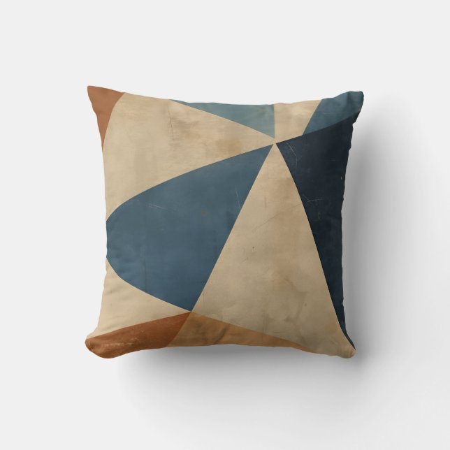 Geometric Pattern in Blues, Tans, and Rust Kissen (Vorderseite)