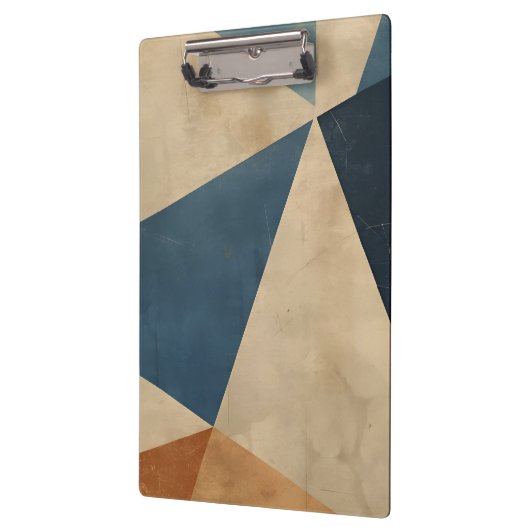 Geometric Pattern in Blues, Tans, and Rust Klemmbrett (Links)