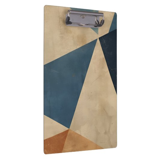 Geometric Pattern in Blues, Tans, and Rust Klemmbrett (Rechts)