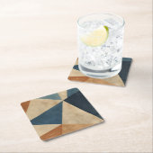 Geometric Pattern in Blues, Tans, and Rust Rechteckiger Pappuntersetzer (Vor Ort)