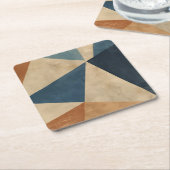 Geometric Pattern in Blues, Tans, and Rust Rechteckiger Pappuntersetzer (angewinkelt)