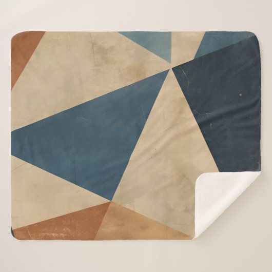 Geometric Pattern in Blues, Tans, and Rust Sherpadecke (Vorderseite (Horizontal))