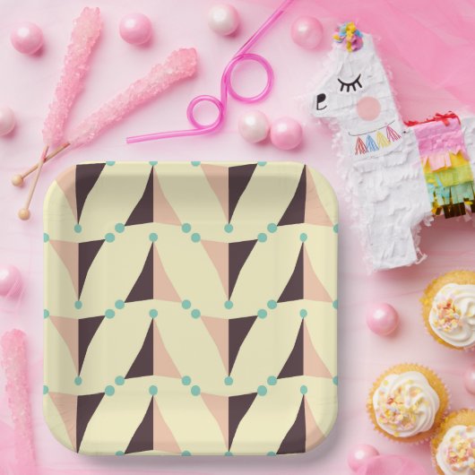 Geometric pattern in retro vibe pappteller (Party)