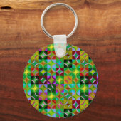 Geometric Pattern of Colorful Squares and Circles Schlüsselanhänger (Vorderseite)