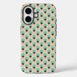 Geometric pattern of teal, beige, and black shapes iPhone 16 hülle