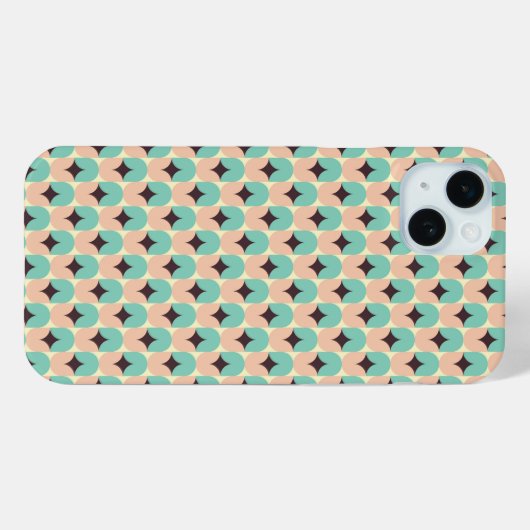 Geometric pattern of teal, beige, and black shapes Case-Mate iPhone hülle (Rückseite (Horizontal))