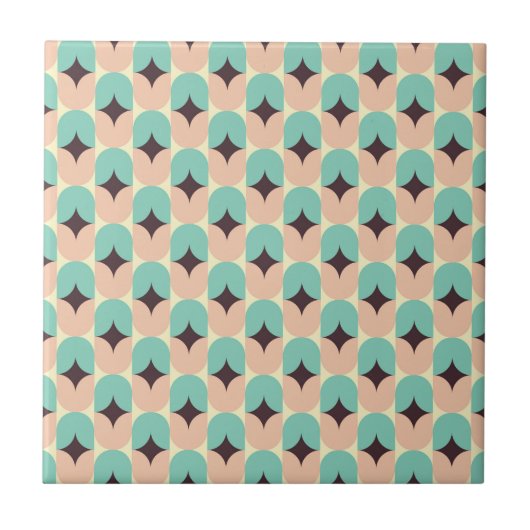 Geometric pattern of teal, beige, and black shapes fliese (Vorderseite)