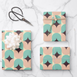 Geometric pattern of teal, beige, and black shapes geschenkpapier set