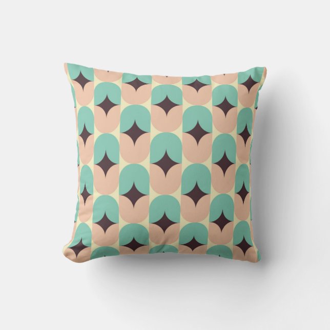 Geometric pattern of teal, beige, and black shapes kissen (Vorderseite)