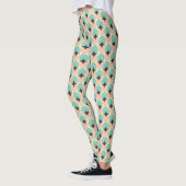 Geometric pattern of teal, beige, and black shapes leggings (Links)