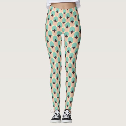 Geometric pattern of teal, beige, and black shapes leggings (Vorderseite)