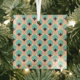 Geometric pattern of teal, beige, and black shapes ornament aus glas