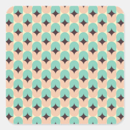 Geometric pattern of teal, beige, and black shapes quadratischer aufkleber