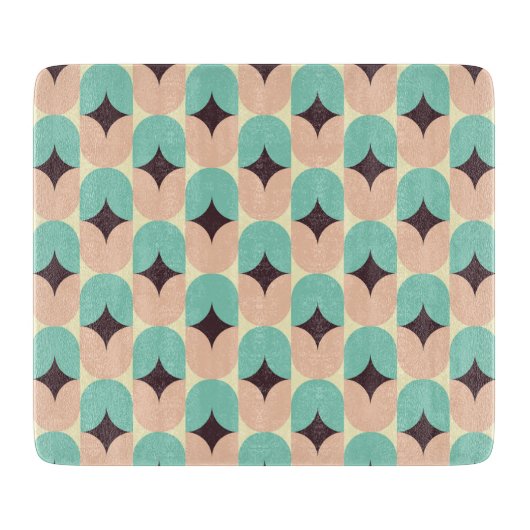 Geometric pattern of teal, beige, and black shapes schneidebrett (Vorderseite)