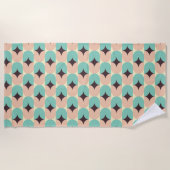 Geometric pattern of teal, beige, and black shapes strandtuch (Vorderseite)