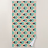 Geometric pattern of teal, beige, and black shapes strandtuch (Vorderseite)