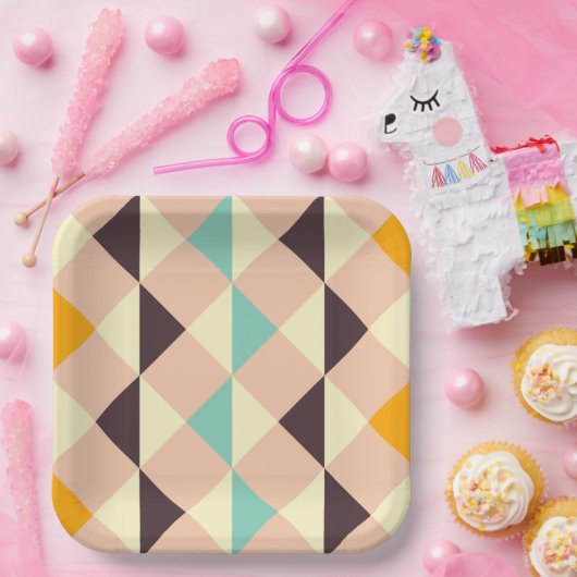 Geometric pattern overlapping diamonds & triangle pappteller (Party)