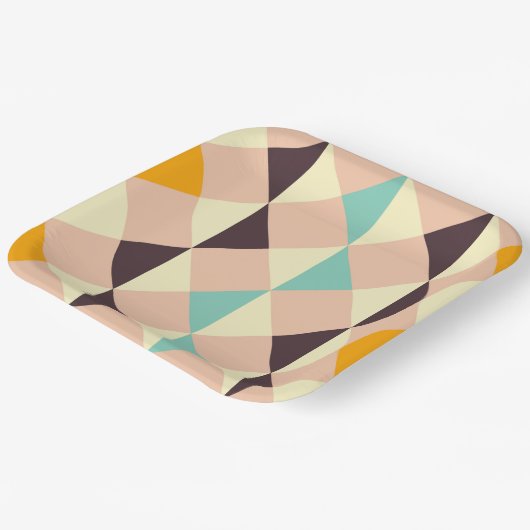 Geometric pattern overlapping diamonds & triangle pappteller (Gewinkelt)