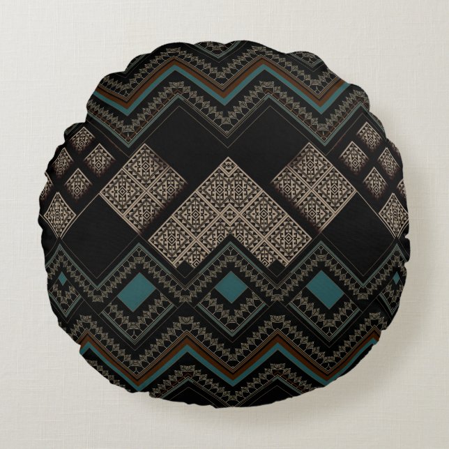 Geometric Pattern  Rundes Kissen (Vorderseite)