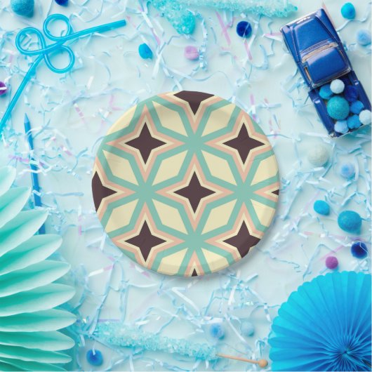 Geometric pattern with alternating dark star shape pappteller (Party)